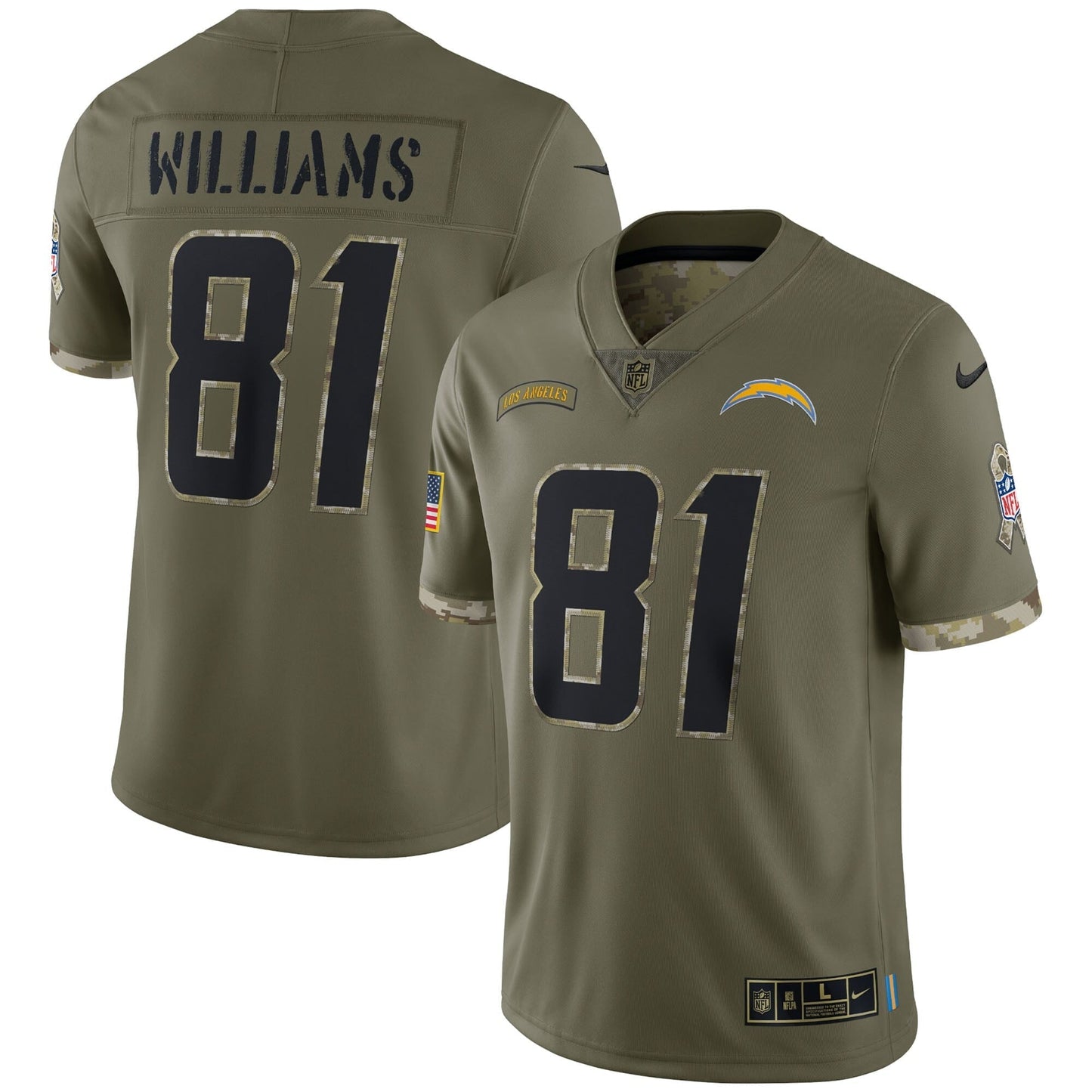 Men's Nike Mike Williams Olive Los Angeles Chargers 2022 Salute To Service Limited Jersey