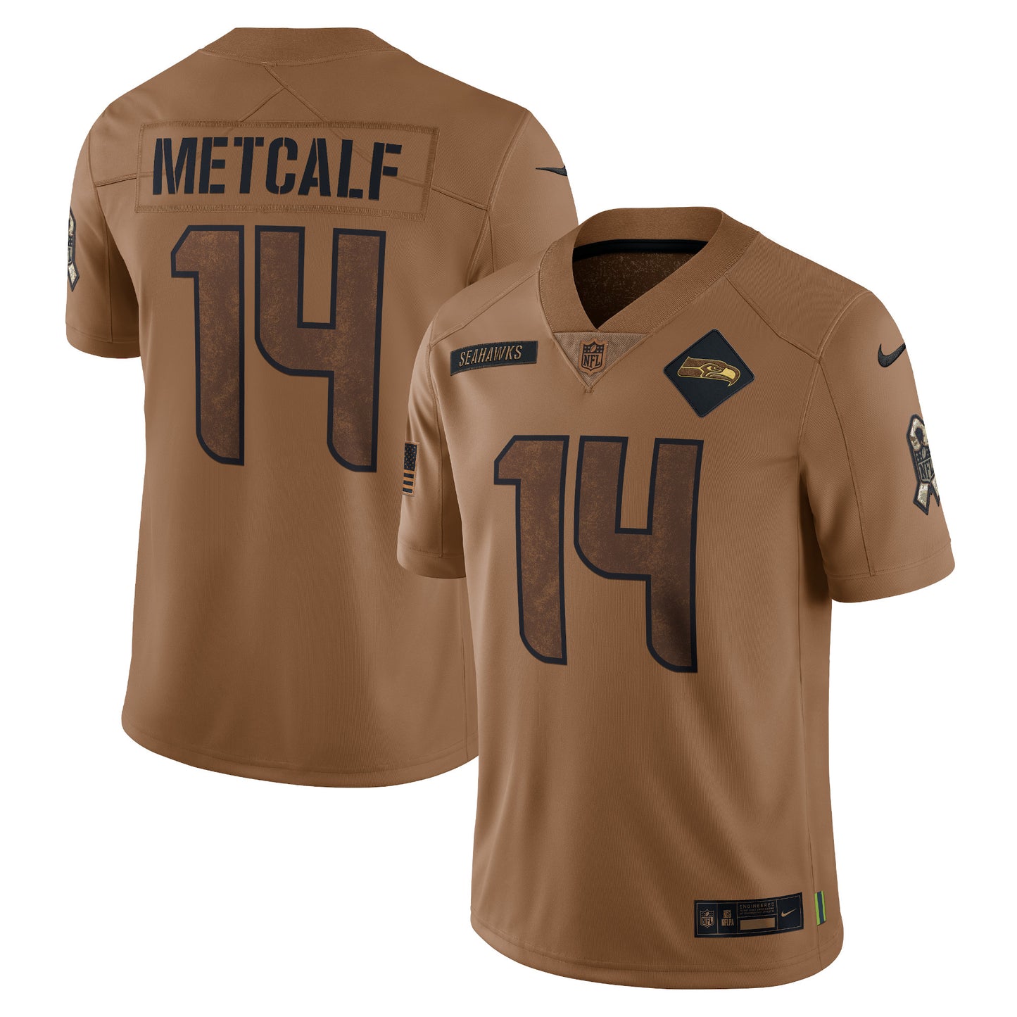 DK Metcalf Seattle Seahawks Nike 2023 Salute To Service Limited Jersey - Brown