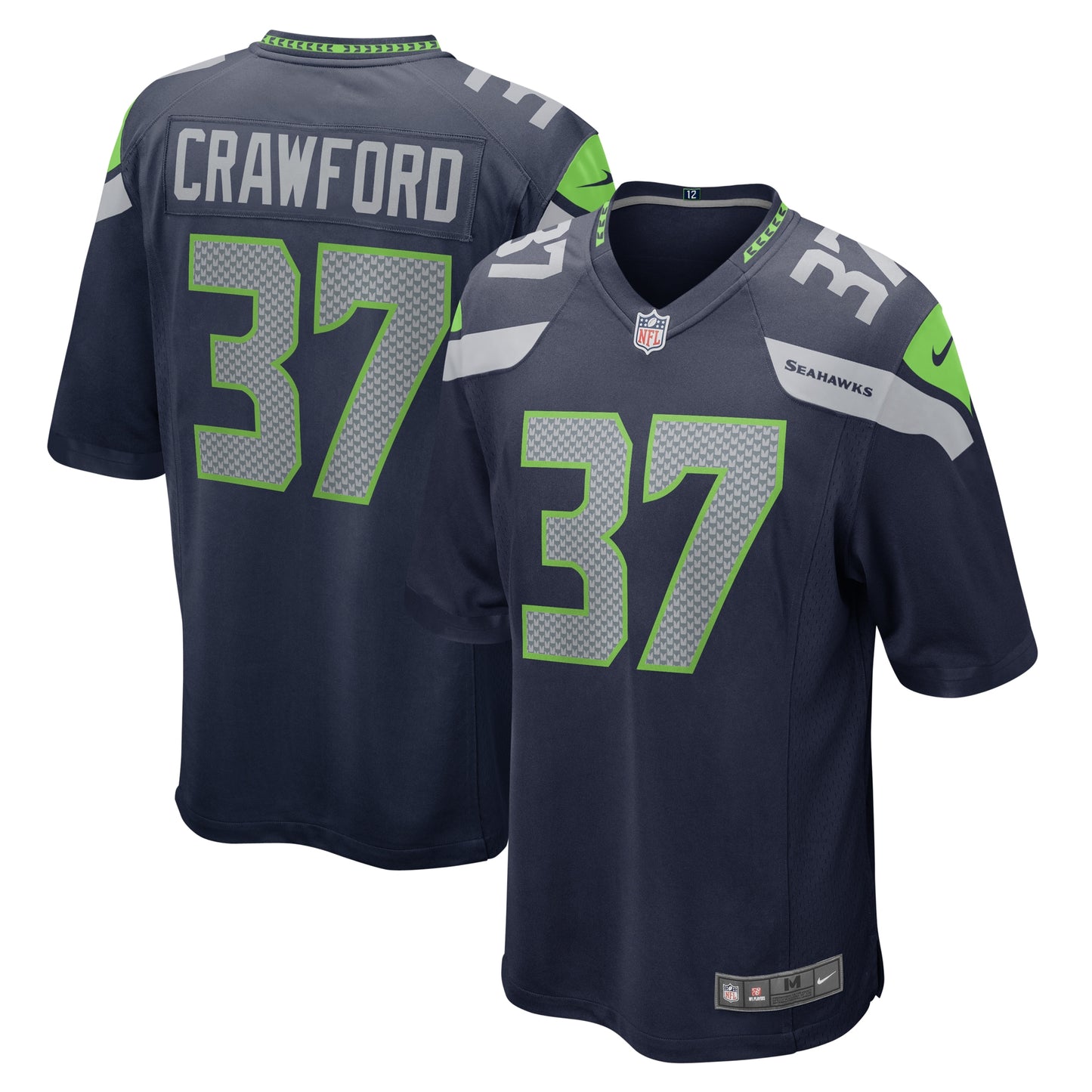 Xavier Crawford Seattle Seahawks Nike Home Game Player Jersey - College Navy